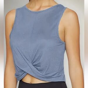Blue Sleeveless Twist Front Top